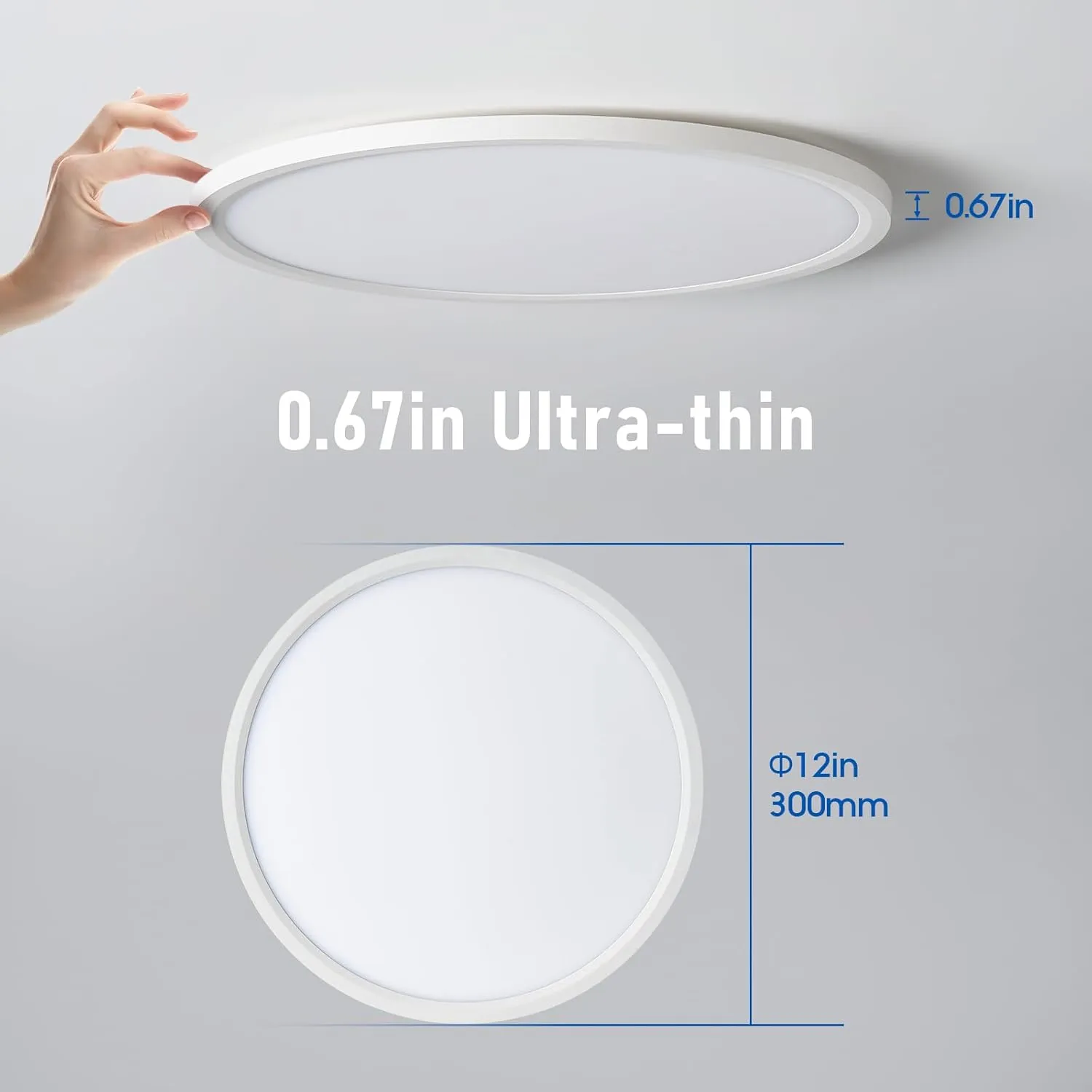 12'' 6-Pack Ultra-Thin Dimmable LED Flush Mount Ceiling Light - 3000K/4000K/5000K, 24W 2400LM, Modern LED Fixtures for Bedroom, Hallway, Closets, Attic, 240W Equiv., White