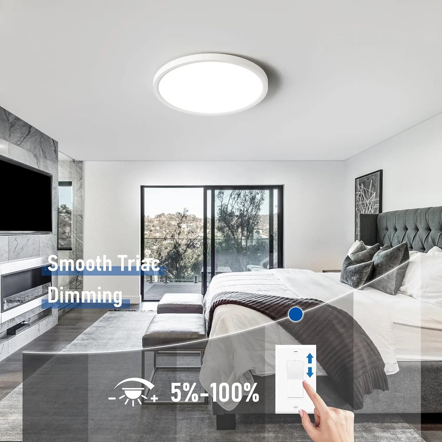 12'' 6-Pack Ultra-Thin Dimmable LED Flush Mount Ceiling Light - 3000K/4000K/5000K, 24W 2400LM, Modern LED Fixtures for Bedroom, Hallway, Closets, Attic, 240W Equiv., White