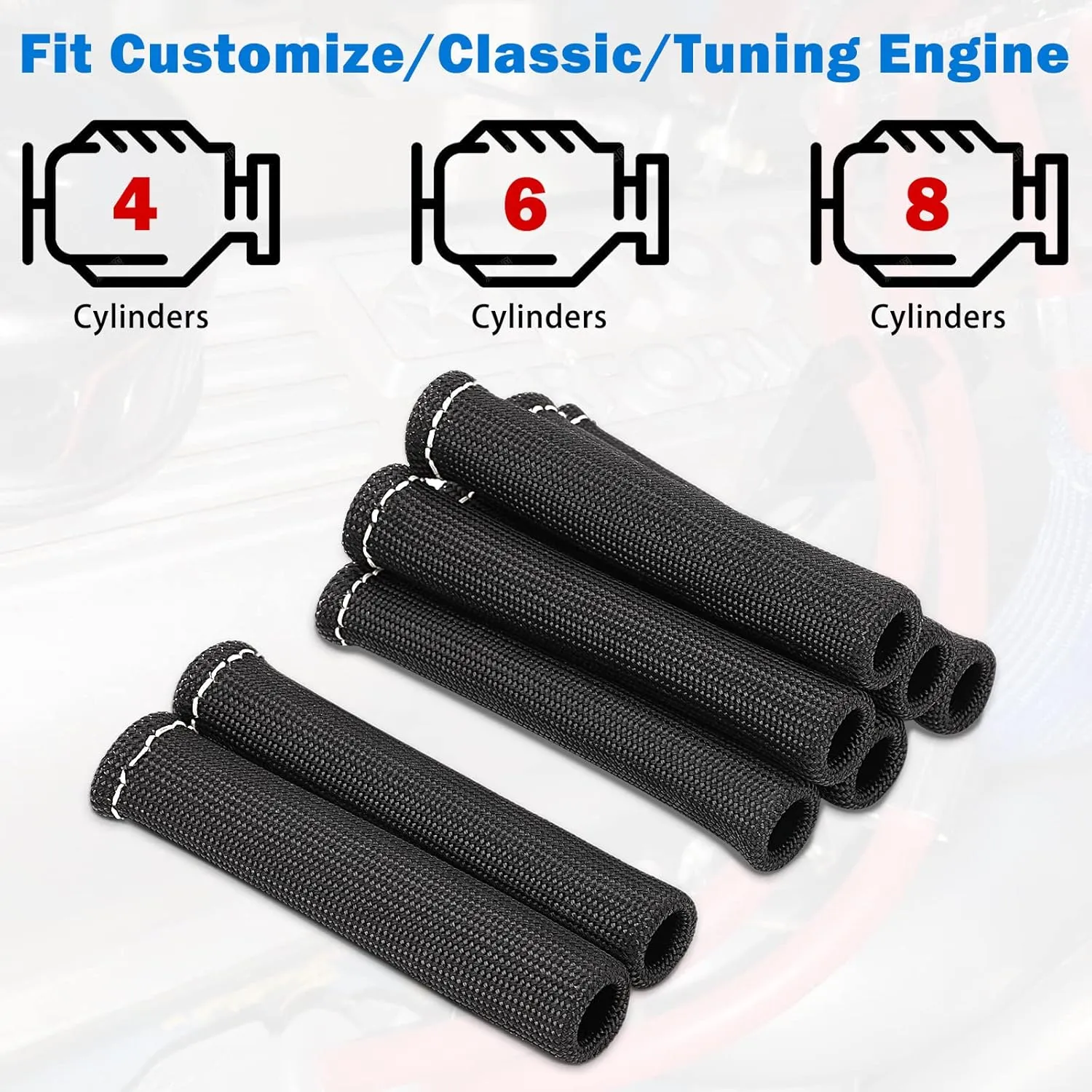 12pc Engine Spark Plug Wire Separator Divider & 8pc Spark Plug Wire Boots Protector Heat Sheild Sleeve 8mm 9mm 10mm Spark Plug Wire Clamp Holder Aluminum Alloy Ignition Wire Divider