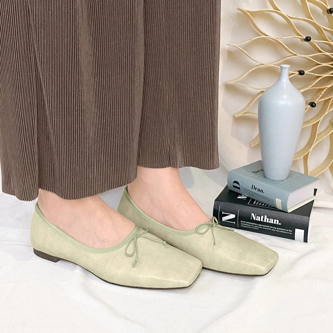 15% OFF: Square toe ballet shoes (m10301) Ice green