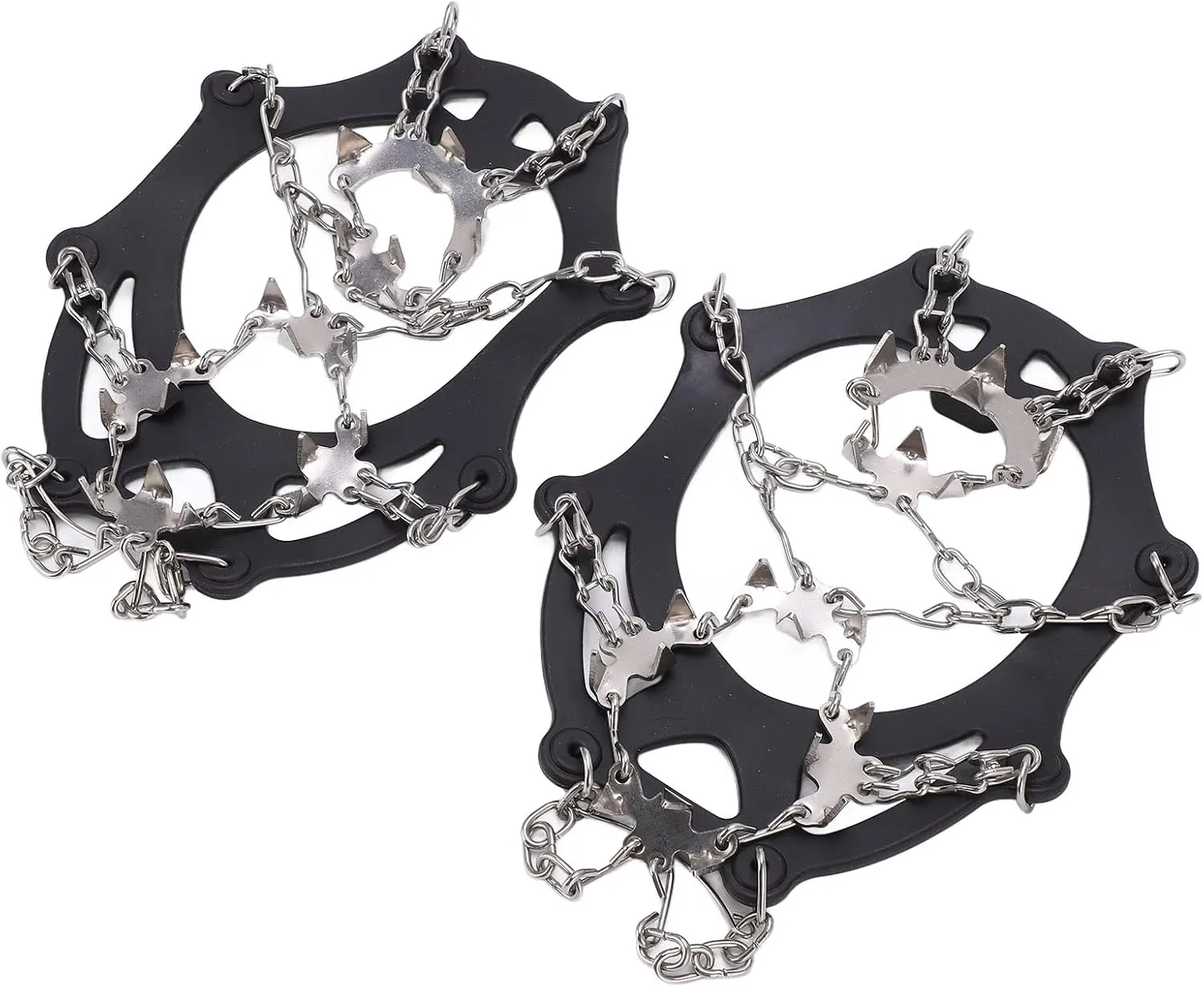 19 Spikes Crampons Shoe Cleats Snow Grips with Stainless Steel Claws for Hiking Walking Mountaineering, High Flexibility Black, 2 Crampons