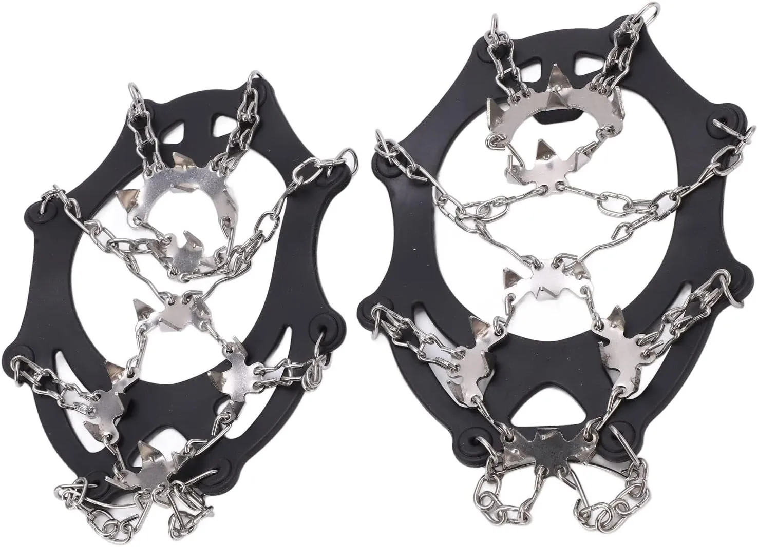 19 Spikes Crampons Shoe Cleats Snow Grips with Stainless Steel Claws for Hiking Walking Mountaineering, High Flexibility Black, 2 Crampons
