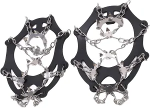 19 Spikes Crampons Shoe Cleats Snow Grips with Stainless Steel Claws for Hiking Walking Mountaineering, High Flexibility Black, 2 Crampons