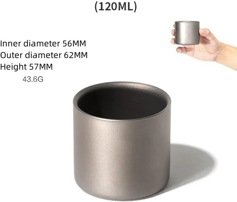 1PC Pure Titanium Mug, Double-Layer Insulated Coffee Mug and Tea Cup Suitable for Outdoor Picnics Or Home Use(120ML)