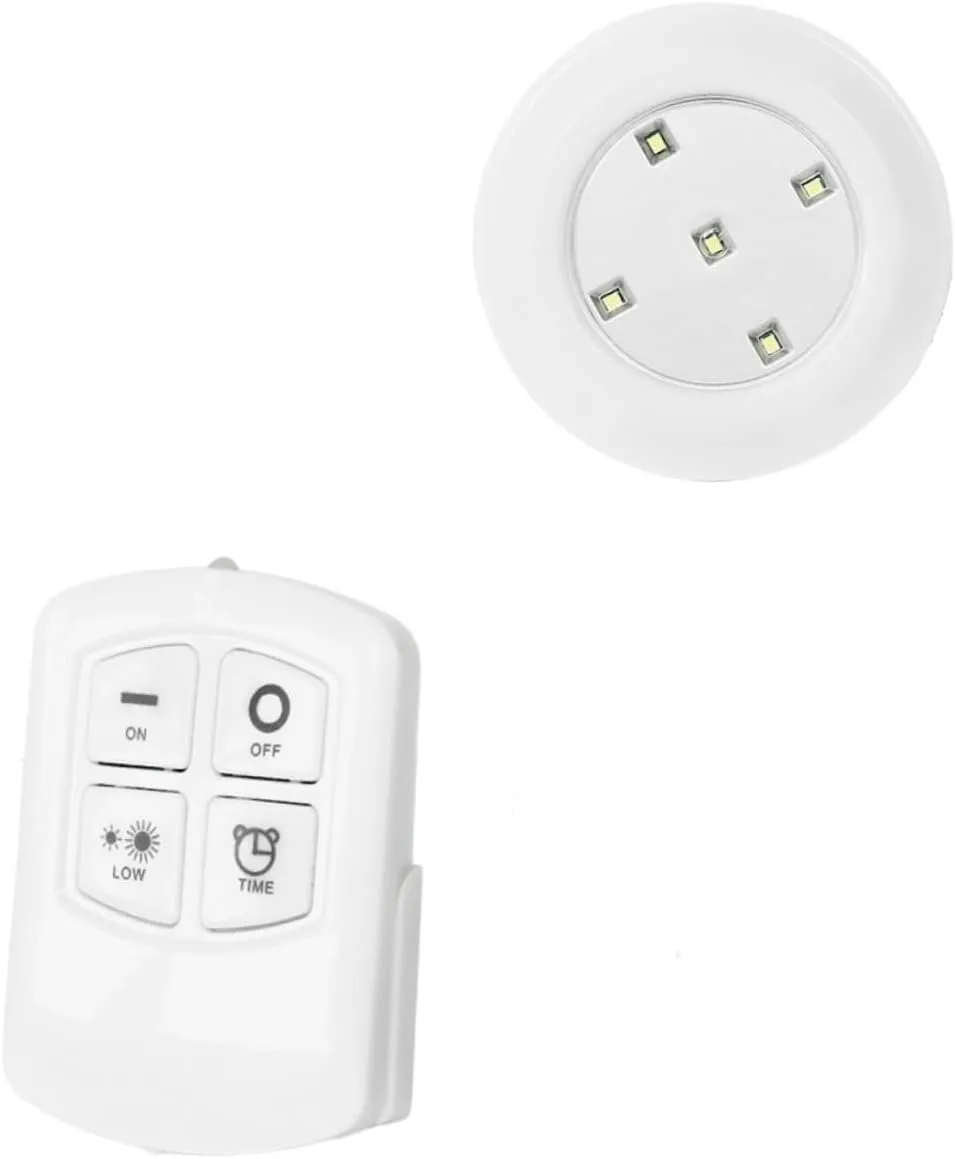 2 LED Puck Lights Touch Sensitive Battery Operated Stick Lights for Kitchen Cabinet Closet Wardrobe and White