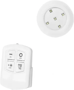 2 LED Puck Lights Touch Sensitive Battery Operated Stick Lights for Kitchen Cabinet Closet Wardrobe and White