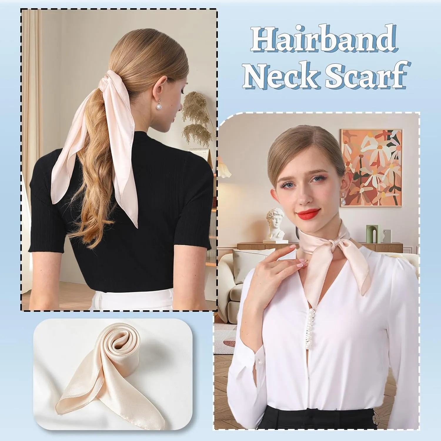 21"x21" Solid Color Silk Scarf-100% Mulberry Silk Neck Scarf-Light Thin Breathable Small Headscarfs