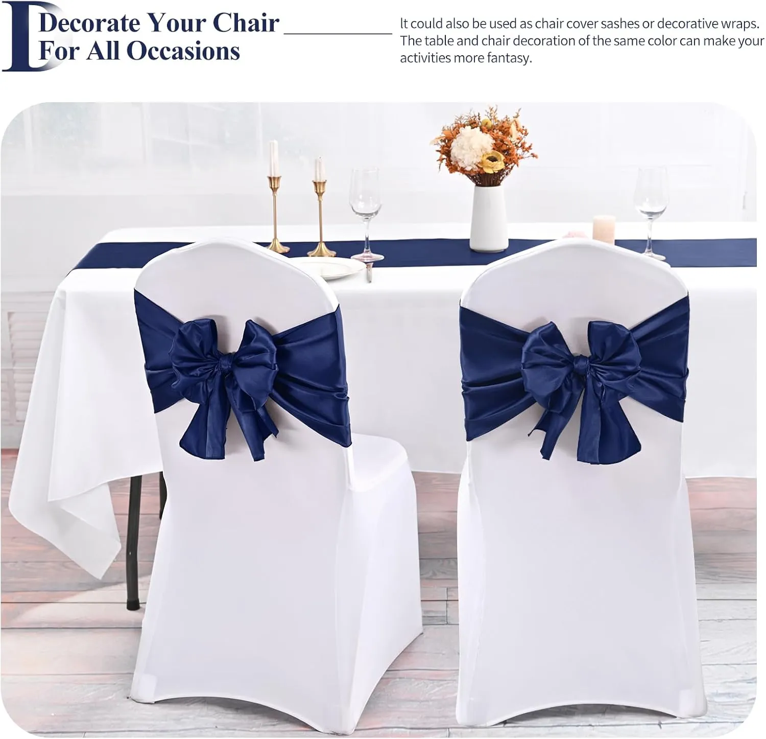 24 Pack Navy Blue Satin Table Runners 12 x 72 Inch Long Bright Silk Smooth Fabric Navy Blue Table Runners for Party Wedding Reception Birthday Banquet Decoration