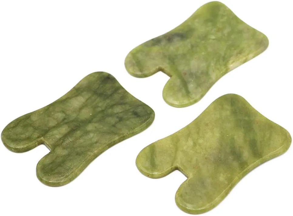 2pcs Facial Massager Roller Guasha Board Flat, Natural Jade Stone Eye Neck Thin Lift Relax Slimming Face Massage Tools-I Set