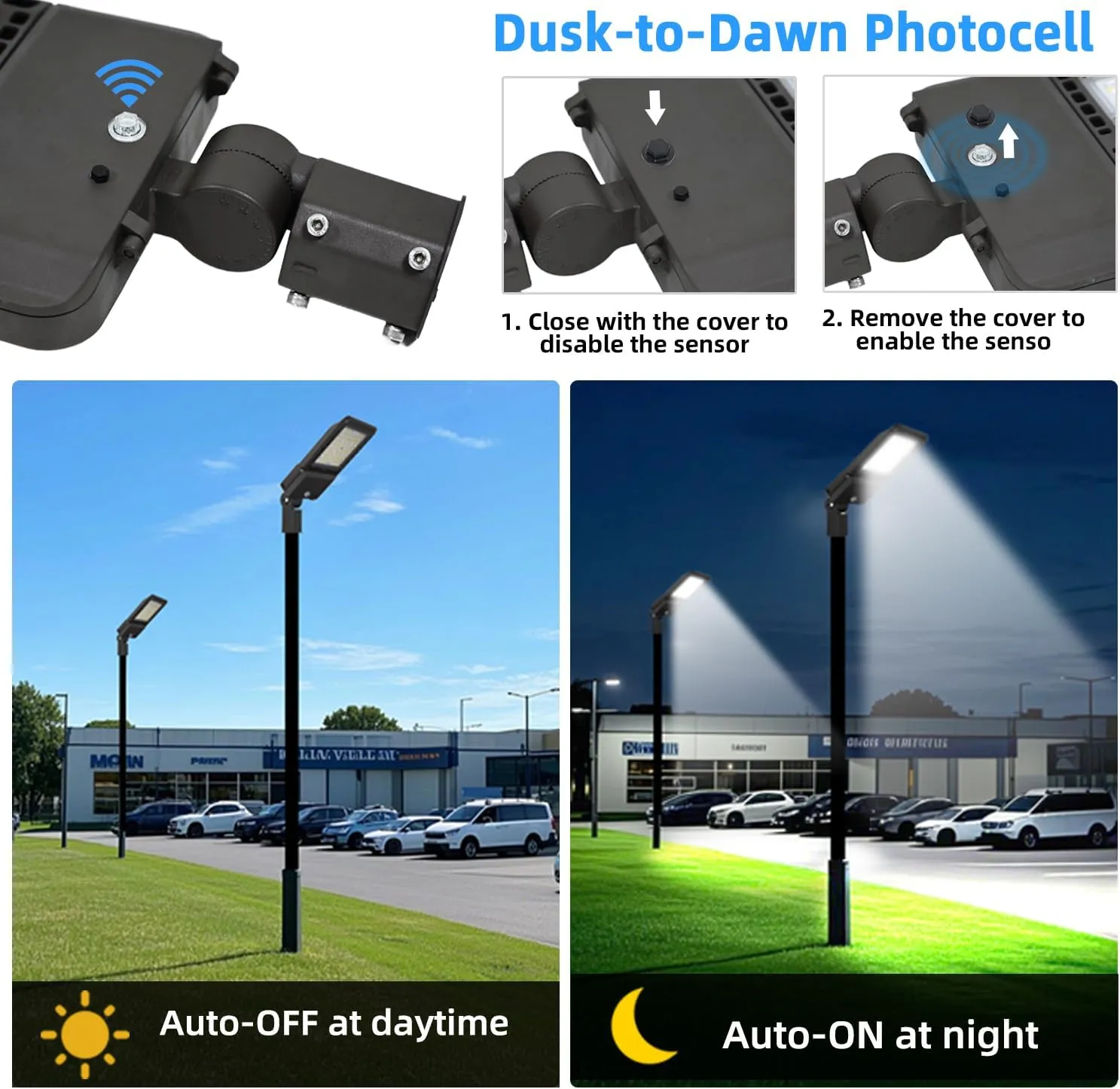 300W LED Parking Lot Lights with Photocell Slip Fitter, 39000LM Outdoor Pole Mount Light, 5000K LED Shoebox Light, IP65 Waterproof Commercial Flood Security Light for Yard, Driveway, ETL Listed