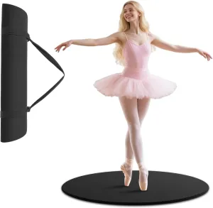 31" Portable PU Dance Floor - 0.5" Thick Shock-Absorbing Non-Slip Surface | Odorless Ballet & Tap Practice Mat for Jazz/Figure Skating Training | Practice Pirouette, Black