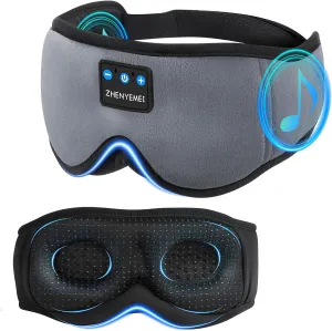 3D Sleep Mask with Bluetooth Headphones, Sleeping Headphones for Side Sleepers, Wireless Music Eye Mask with Ultra-Thin Stereo Speakers for Men, Women, Tech Gifts, Gray