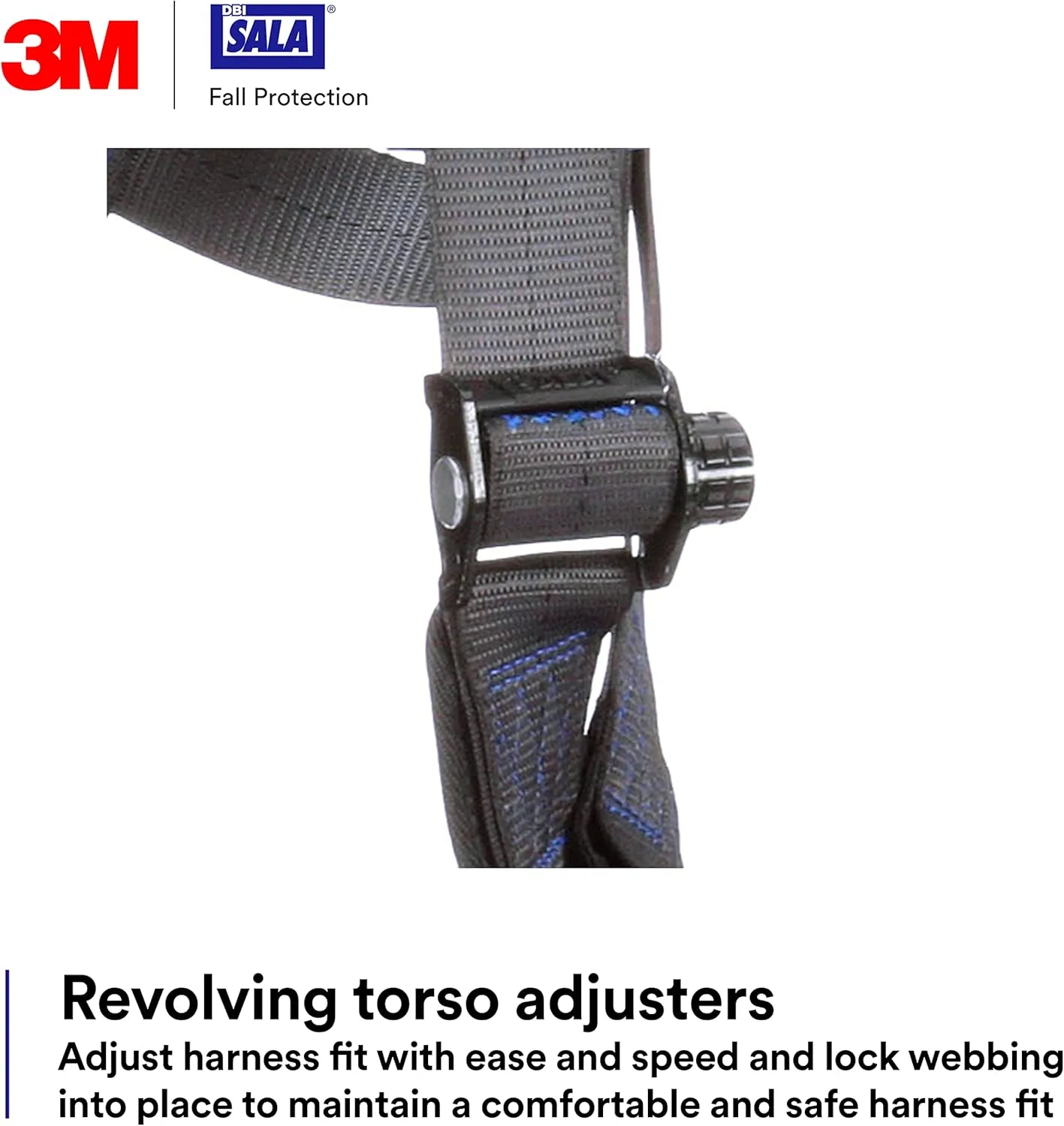 3M 1113007 DBI-SALA ExoFit NEX Vest Style Harness, Aluminum Back D-Ring, Locking Quick Connect Buckles, Large, Blue/Gray