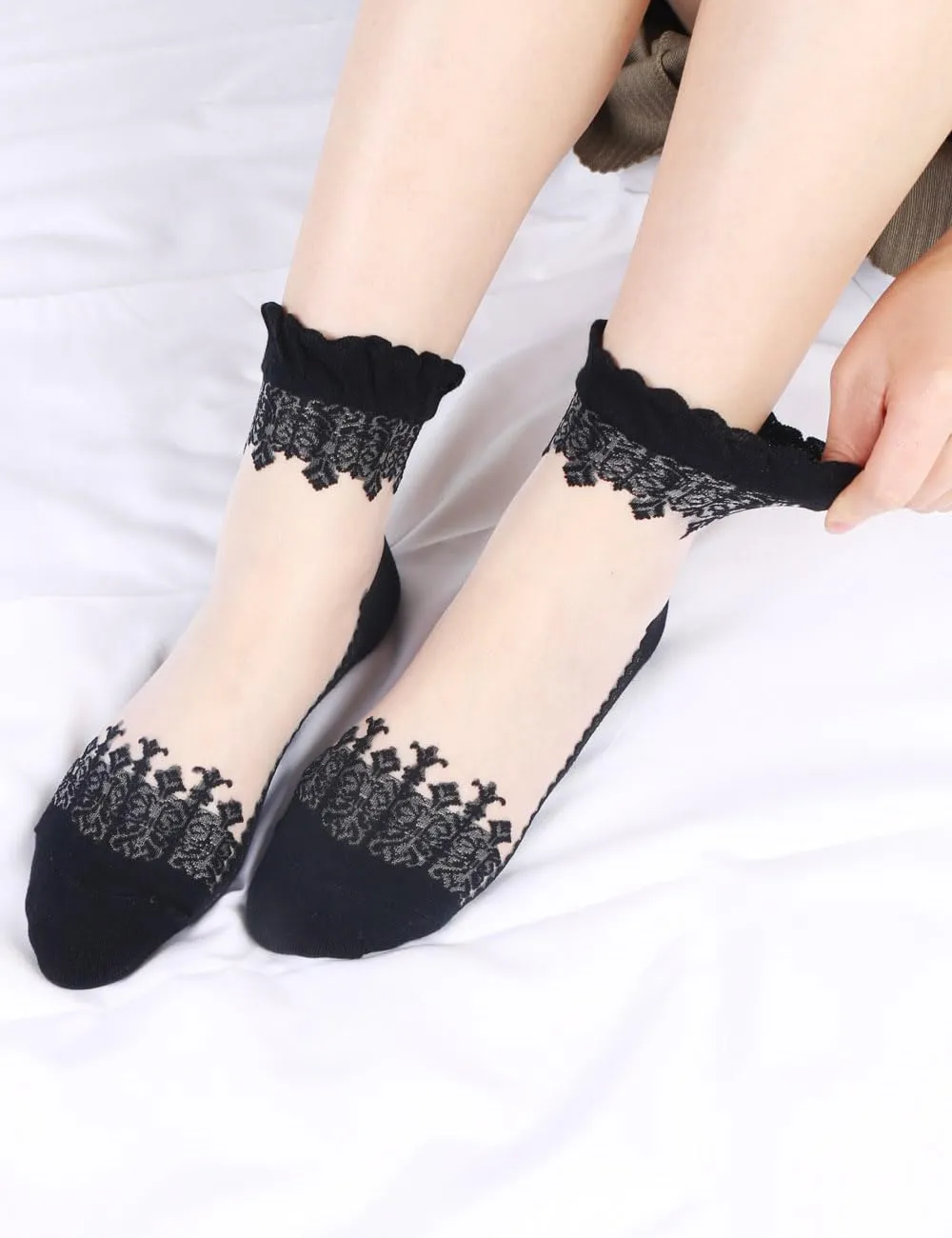 4-6 Pairs Lace Fishnet Socks - Ultra Thin, Elastic, Short Mesh, Sheer for Women