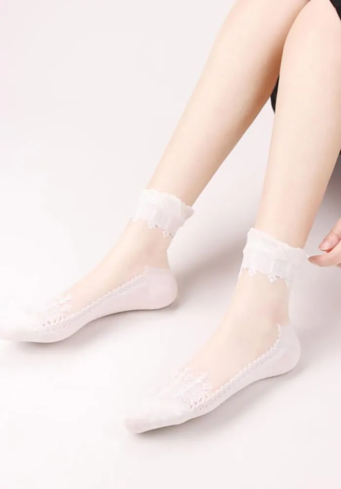 4-6 Pairs Lace Fishnet Socks - Ultra Thin, Elastic, Short Mesh, Sheer for Women