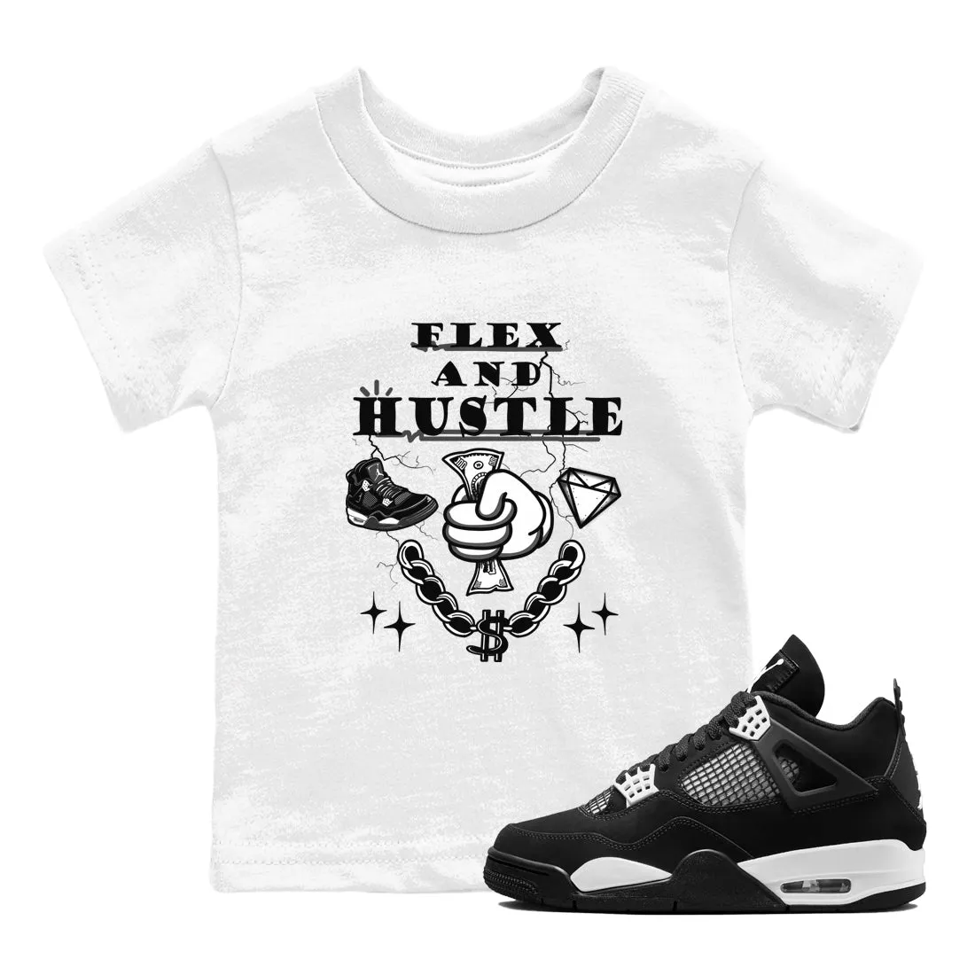 4 Air White Flex Kids Tees SNRT Jordan Thunder Expert help Sneaker And - Hustle Affordable luxury