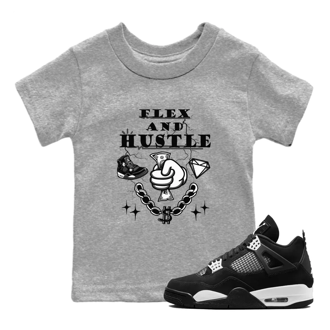 4 Air White Flex Kids Tees SNRT Jordan Thunder Expert help Sneaker And - Hustle Affordable luxury