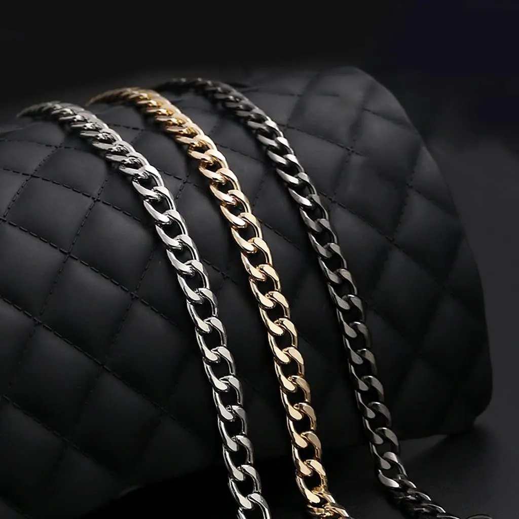 47.2 inch DIY Iron Flat Chain Belt, Handbag Replacement Belt, Shoulder Belt, Wallet Chain Belt, Metal Buckle (Silver 1 PCS)