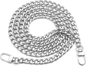 47.2 inch DIY Iron Flat Chain Belt, Handbag Replacement Belt, Shoulder Belt, Wallet Chain Belt, Metal Buckle (Silver 1 PCS)