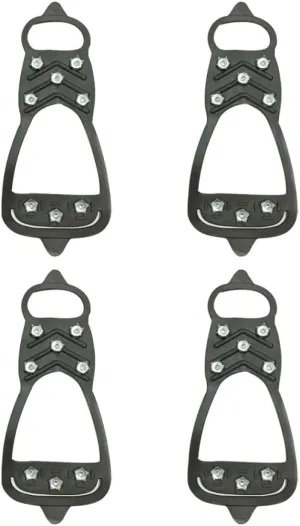 4Pcs Slip Ice Crampon Shoe Cover Stretchable Outdoor Footwear for Mountain Climbing Black Durable Design for Winter Safety Non Skid