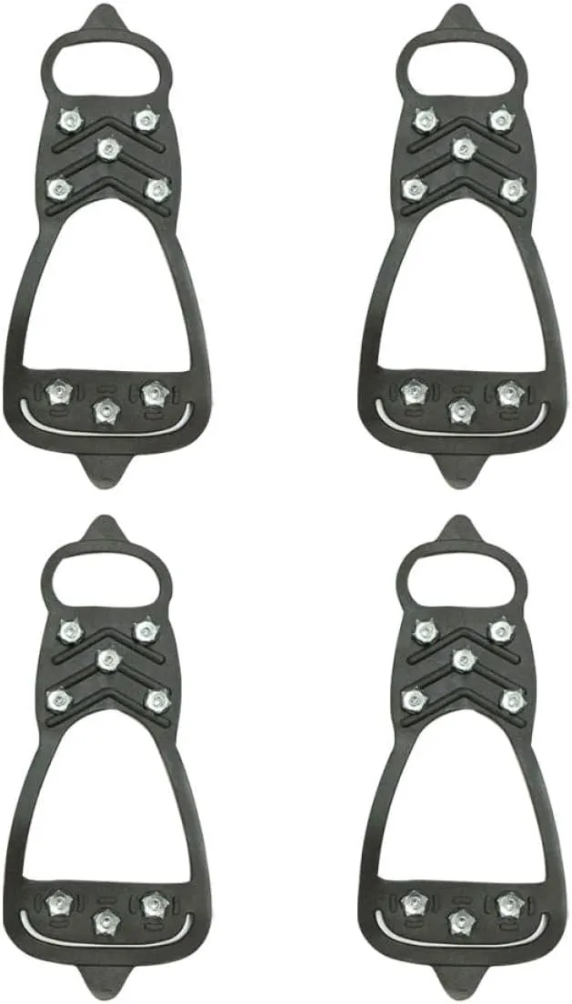 4Pcs Slip Ice Crampon Shoe Cover Stretchable Outdoor Footwear for Mountain Climbing Black Durable Design for Winter Safety Non Skid