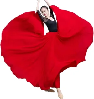 720 Degree Chiffon Skirt Ballet Belly Dance Women Double-Layer Long Skirts Dancer Practice Wear Performance
