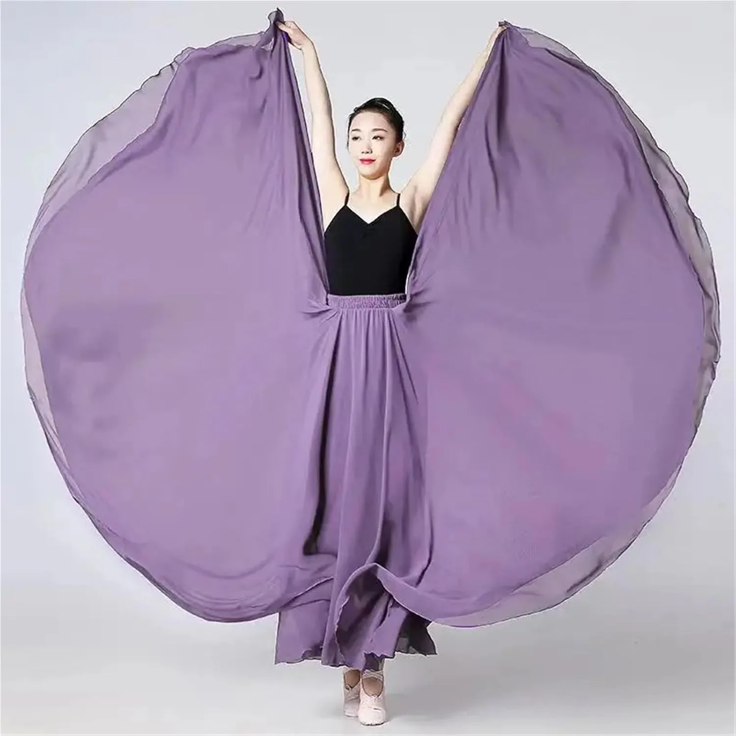 720 Degree Chiffon Skirt Ballet Belly Dance Women Double-Layer Long Skirts Dancer Practice Wear Performance