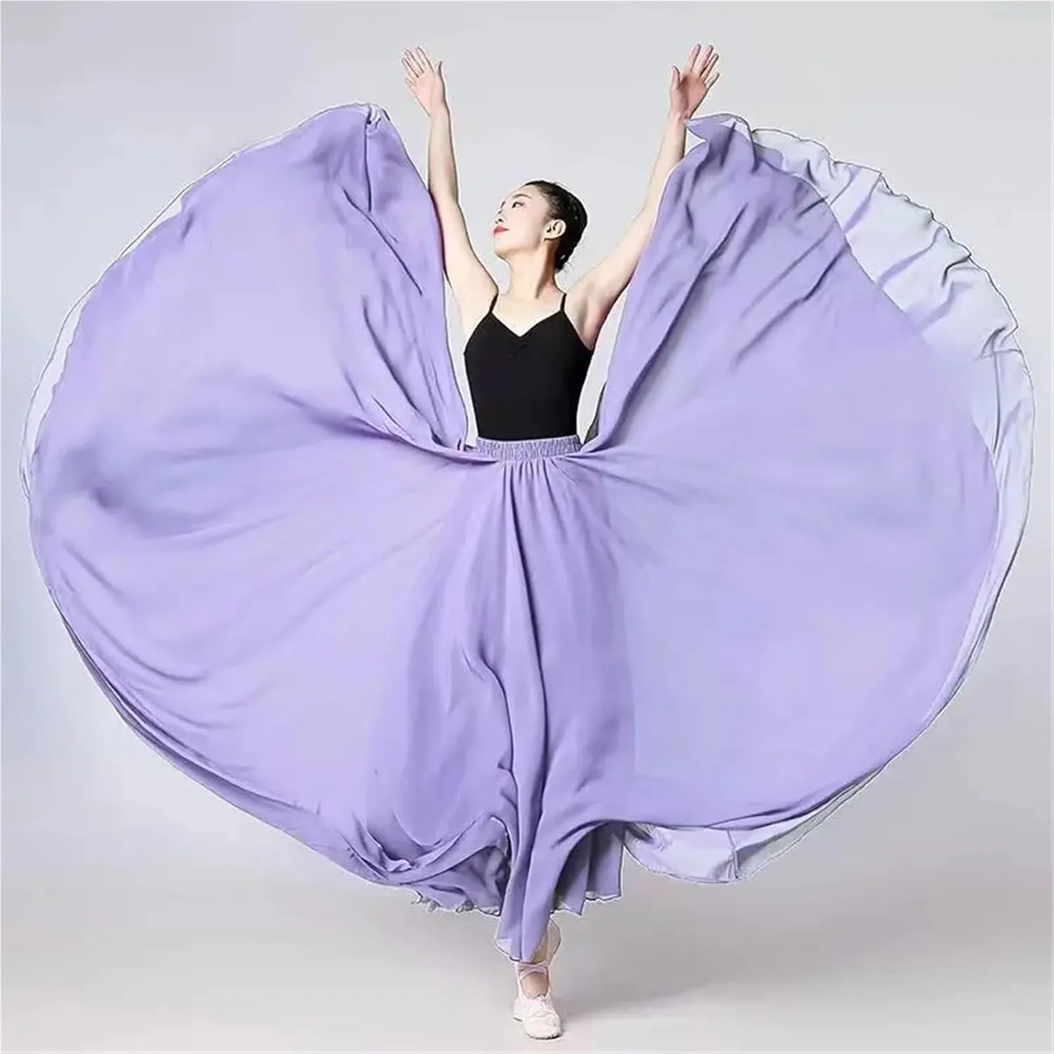 720 Degree Chiffon Skirt Ballet Belly Dance Women Double-Layer Long Skirts Dancer Practice Wear Performance