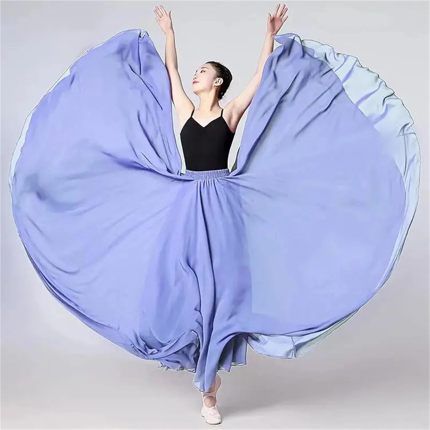 720 Degree Chiffon Skirt Ballet Belly Dance Women Double-Layer Long Skirts Dancer Practice Wear Performance