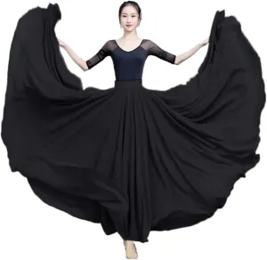720 Degree Chiffon Skirt Ballet Belly Dance Women Double-Layer Long Skirts Dancer Practice Wear Performance