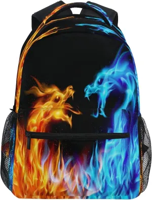 Abstract Cool Dragon Fire Backpacks For Kids School Backpack Shoulder Bag Bookbag Big For Boys Girls Student Elementary