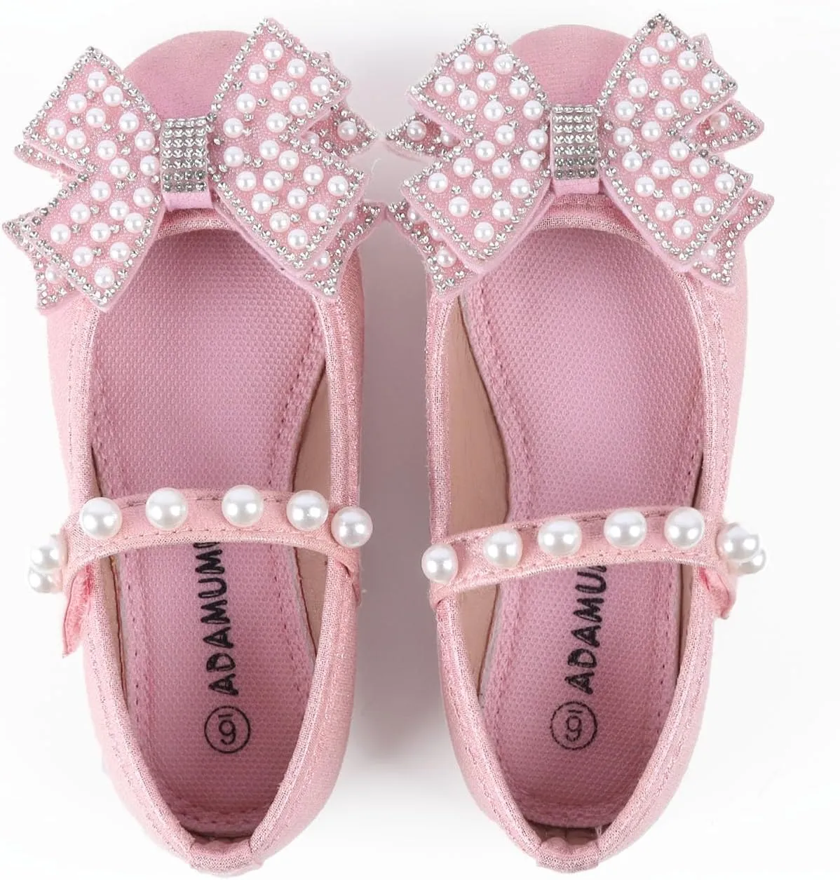 ADAMUMU Toddler Dress Shoes Flower Girl Shoes for Weeding Cute Toddler Mary Jane Shoes Lace Flore Ballet Flat for Walking, Jumping