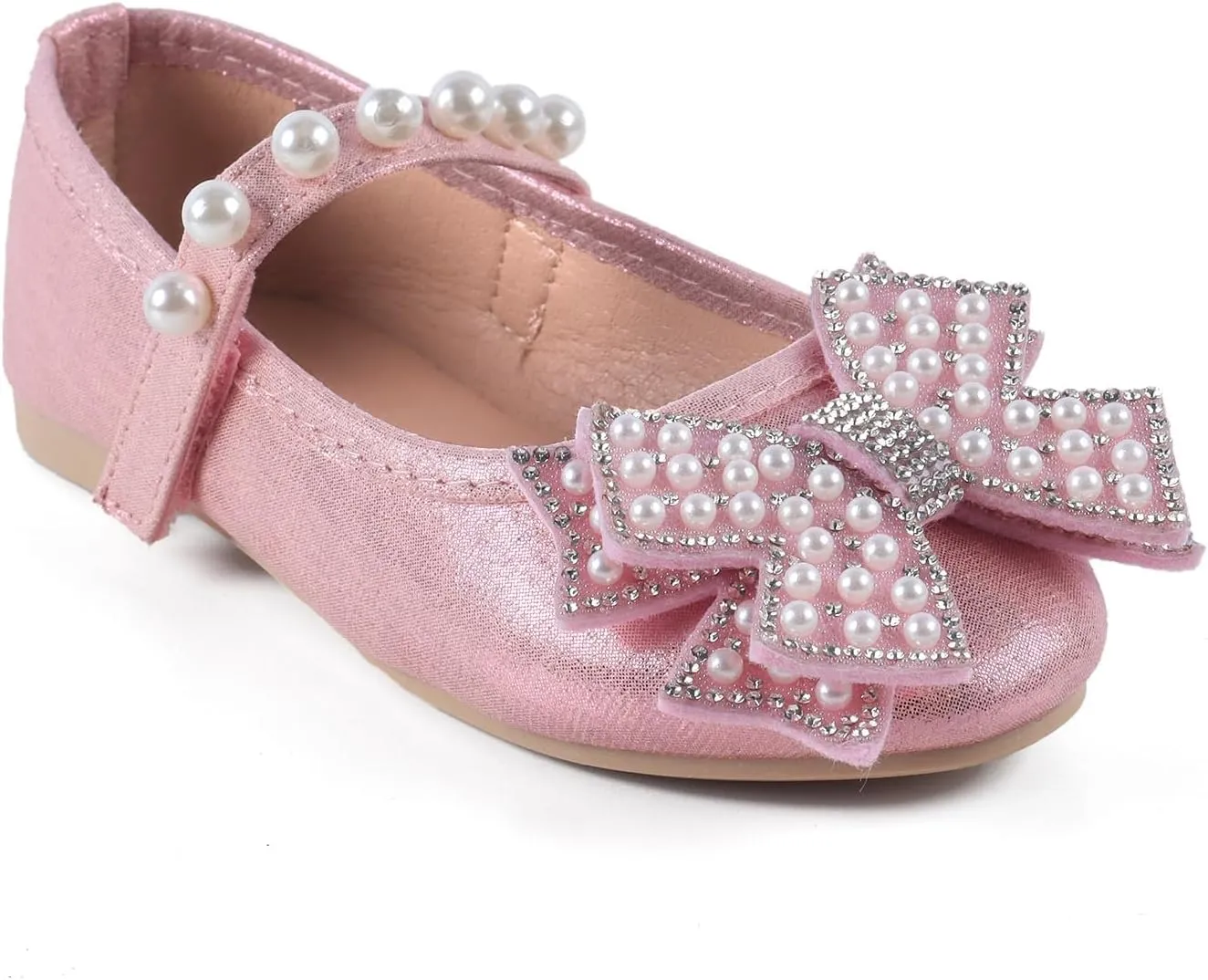 ADAMUMU Toddler Dress Shoes Flower Girl Shoes for Weeding Cute Toddler Mary Jane Shoes Lace Flore Ballet Flat for Walking, Jumping