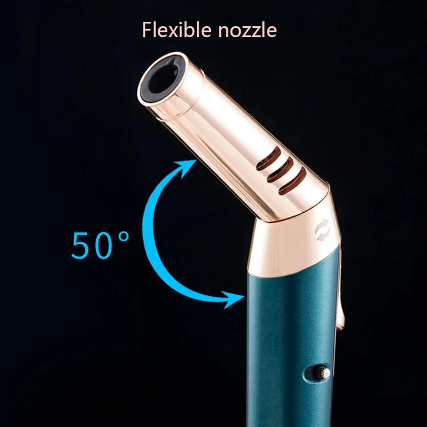 Adjustable Rotary Lighter, Torcher Inflatable Gas Windproof Lighter, Lockable Jet Flame Lighter, Elbow Multifunctional Lighter with Visual Window (Color : Blue)