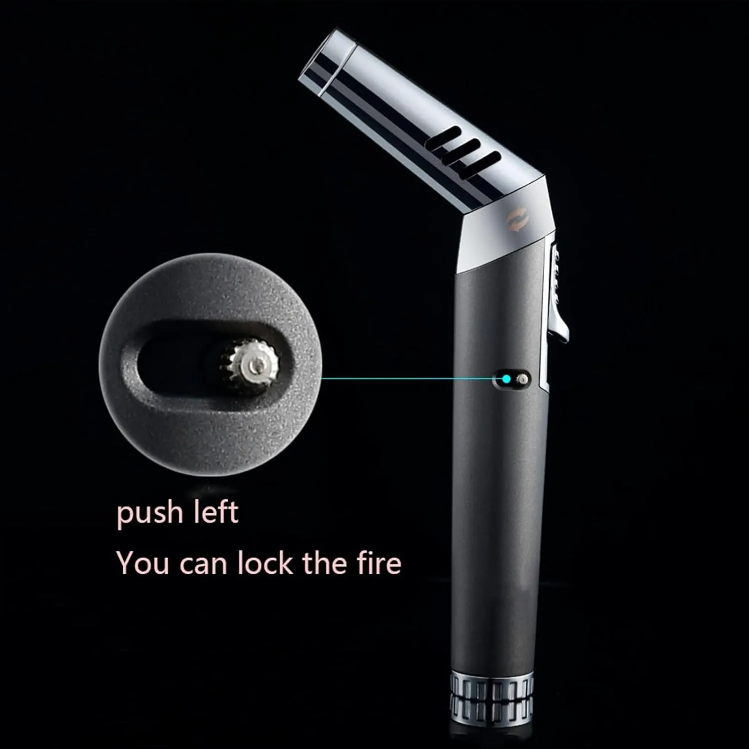 Adjustable Rotary Lighter, Torcher Inflatable Gas Windproof Lighter, Lockable Jet Flame Lighter, Elbow Multifunctional Lighter with Visual Window (Color : Blue)
