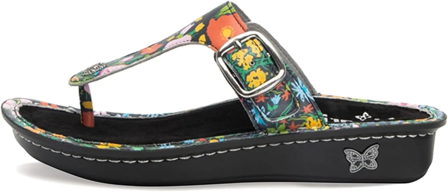 Alegria Women Vella - Timeless Comfort, Arch Support and Travel Style - Casual Flip Flop Slide for Everyday Elegance - Lightweight Leather Thong Sandal