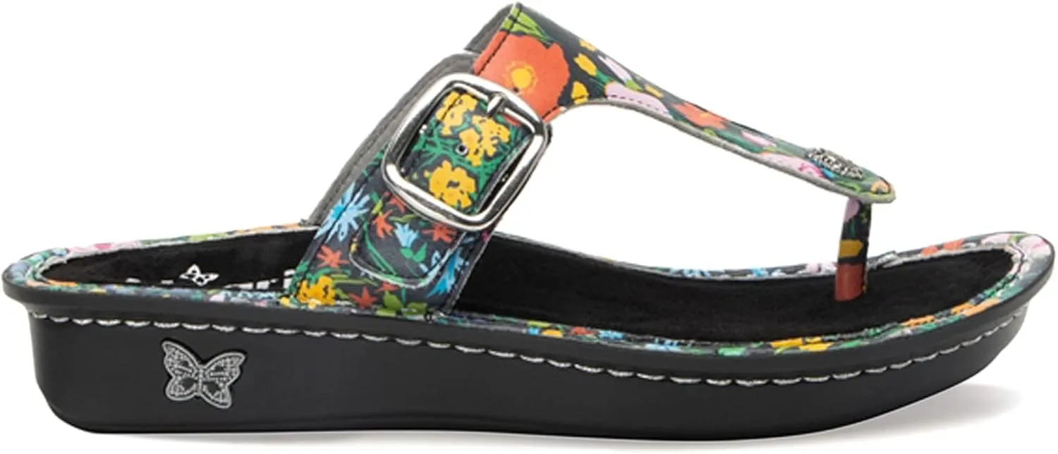 Alegria Women Vella - Timeless Comfort, Arch Support and Travel Style - Casual Flip Flop Slide for Everyday Elegance - Lightweight Leather Thong Sandal