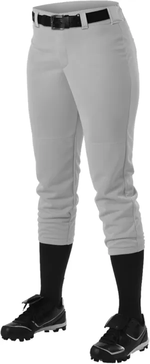 Alleson Athletic Girls' Standard Belt Loop Fastpitch Pant – Five Pro-Style Fit, Moisture-Wicking & Durable Fabric, Grey, X-Large