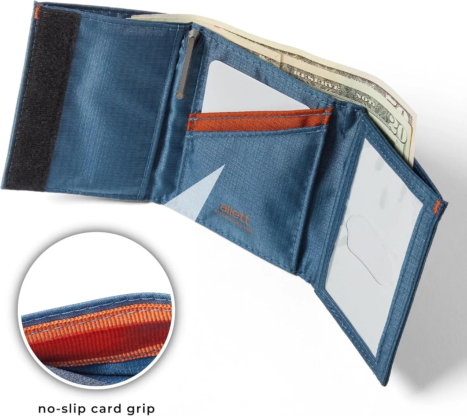 Allett Trifold Wallet | Nylon, RFID Blocking | Slim, Minimalist, Water Resistant, Thin, Front Pocket | Holds 2-12 Cards, Flat Bills, Receipts & Coins | For Men & Women