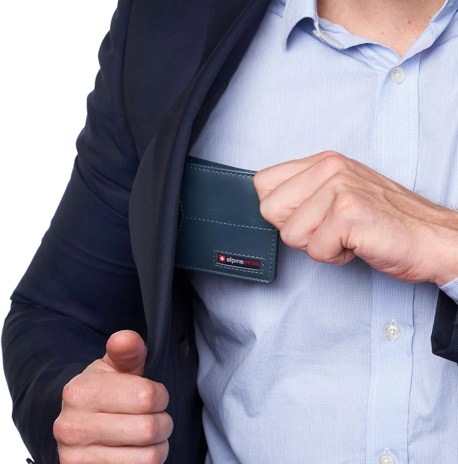 Alpine Swiss Delaney Men’s RFID Blocking Slimfold Wallet Thin Bifold Cowhide Leather Comes in Gift Box