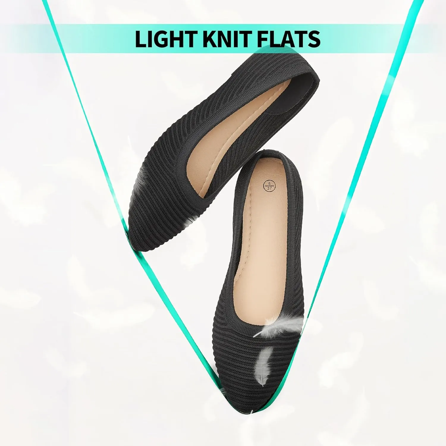 ALTOCIS Womens Knit Ballet Flats Ladies Comfortable Pointed-Toe Dressy Shoes Casual Soft Flat Shoes Ballerina Walking Flats Shoes