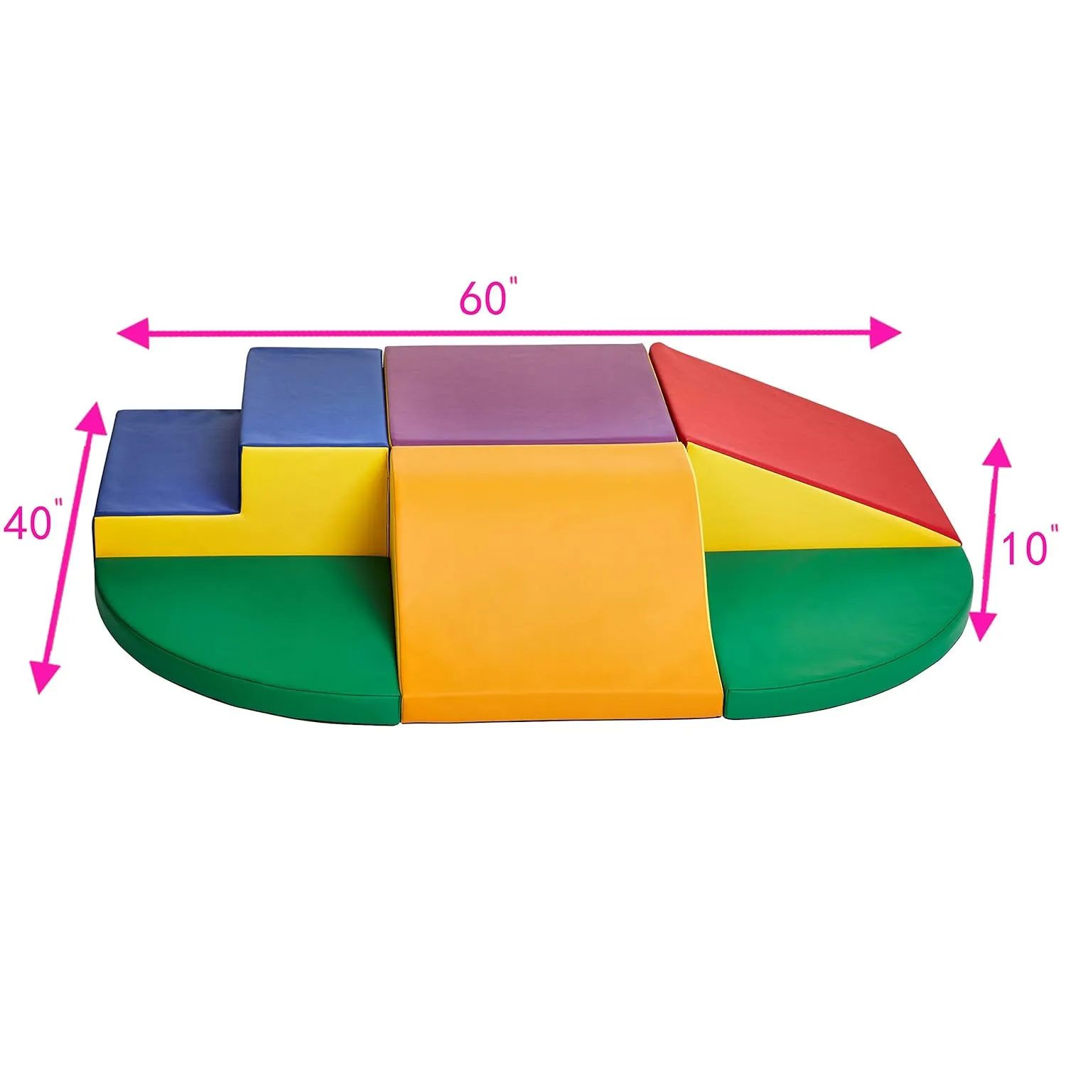 Amazon Basics Soft Play Wall Climb and Slide for Kids, Indoor Climbing Foam, Medium, 6-Piece (Red, Green, Blue, Yellow, Purple, Orange)