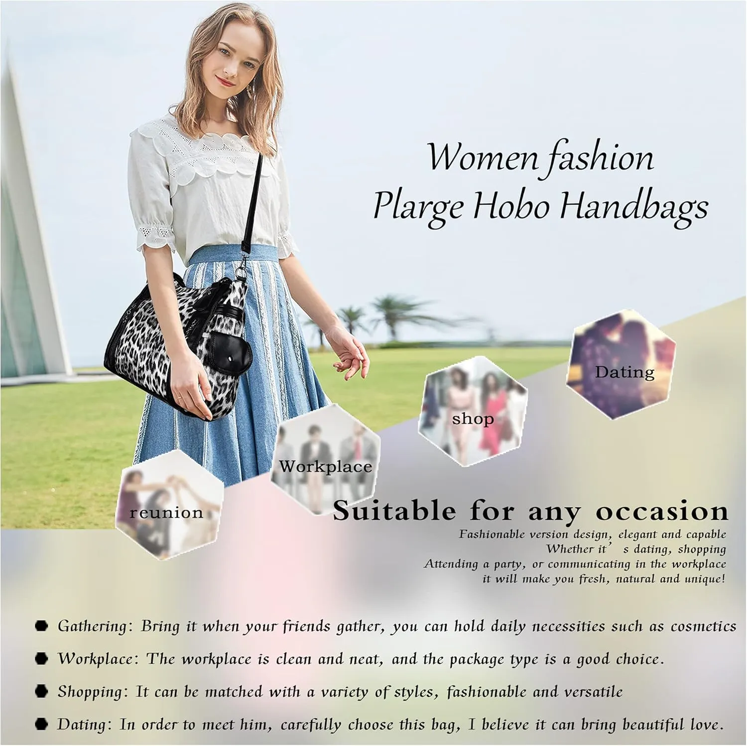 Angel Kiss Handbags for Womens Top-Handle Hobo Purse Roomy Casual Shoulder Bags PU Tote Satchel Purse for Women