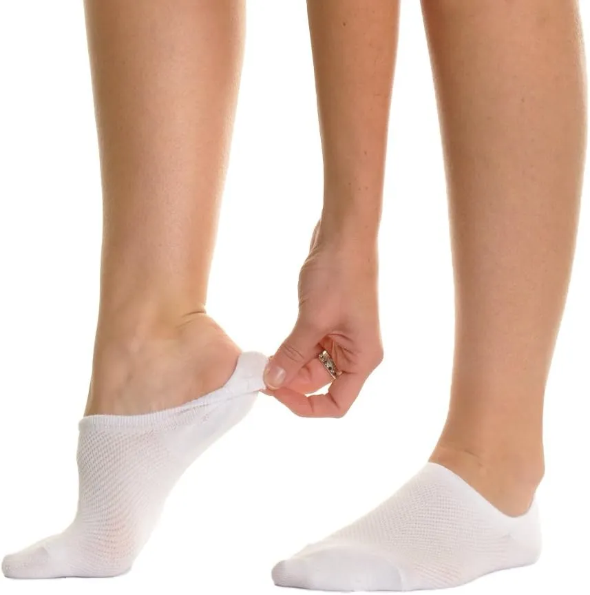 Angelina Cotton Blend No-Show Socks With Non-Slip Silicon Patch (12-Pack)