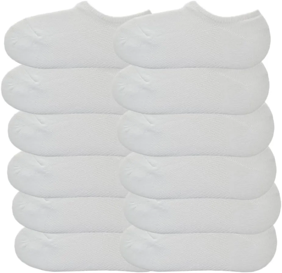 Angelina Cotton Blend No-Show Socks With Non-Slip Silicon Patch (12-Pack)