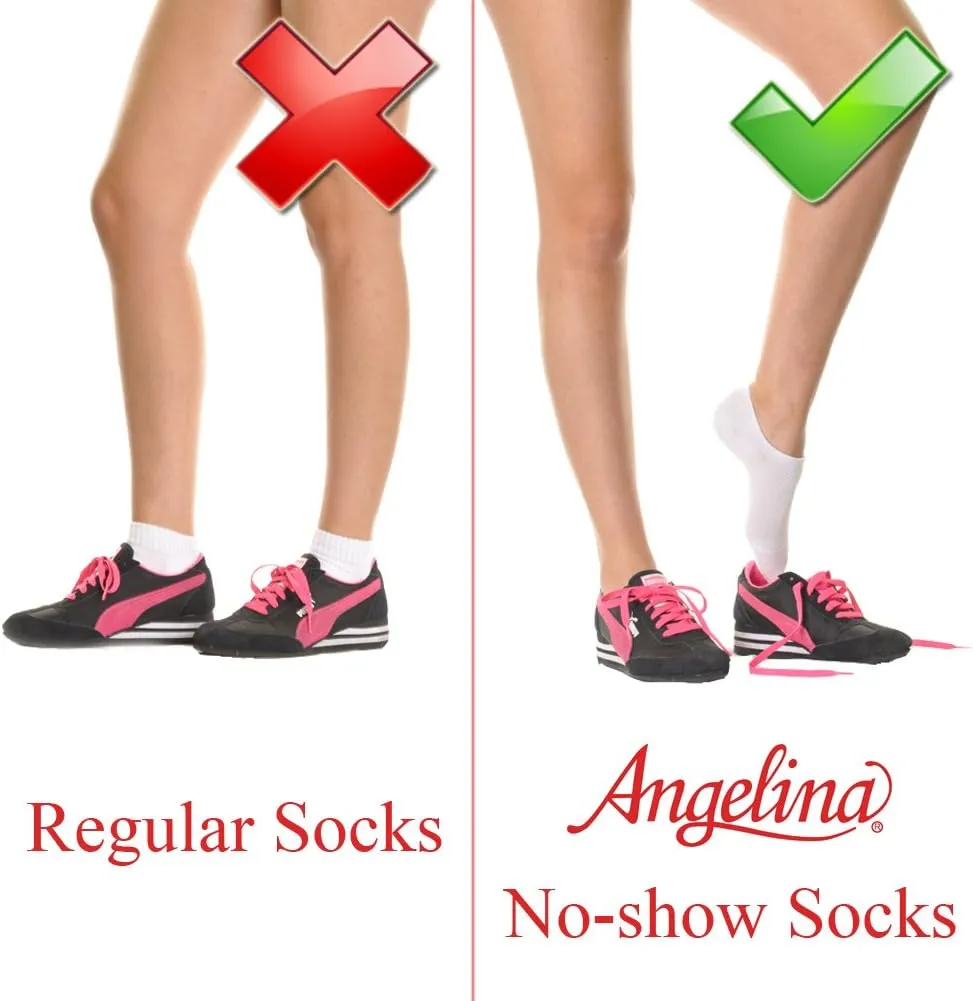 Angelina Cotton Blend No-Show Socks With Non-Slip Silicon Patch (12-Pack)