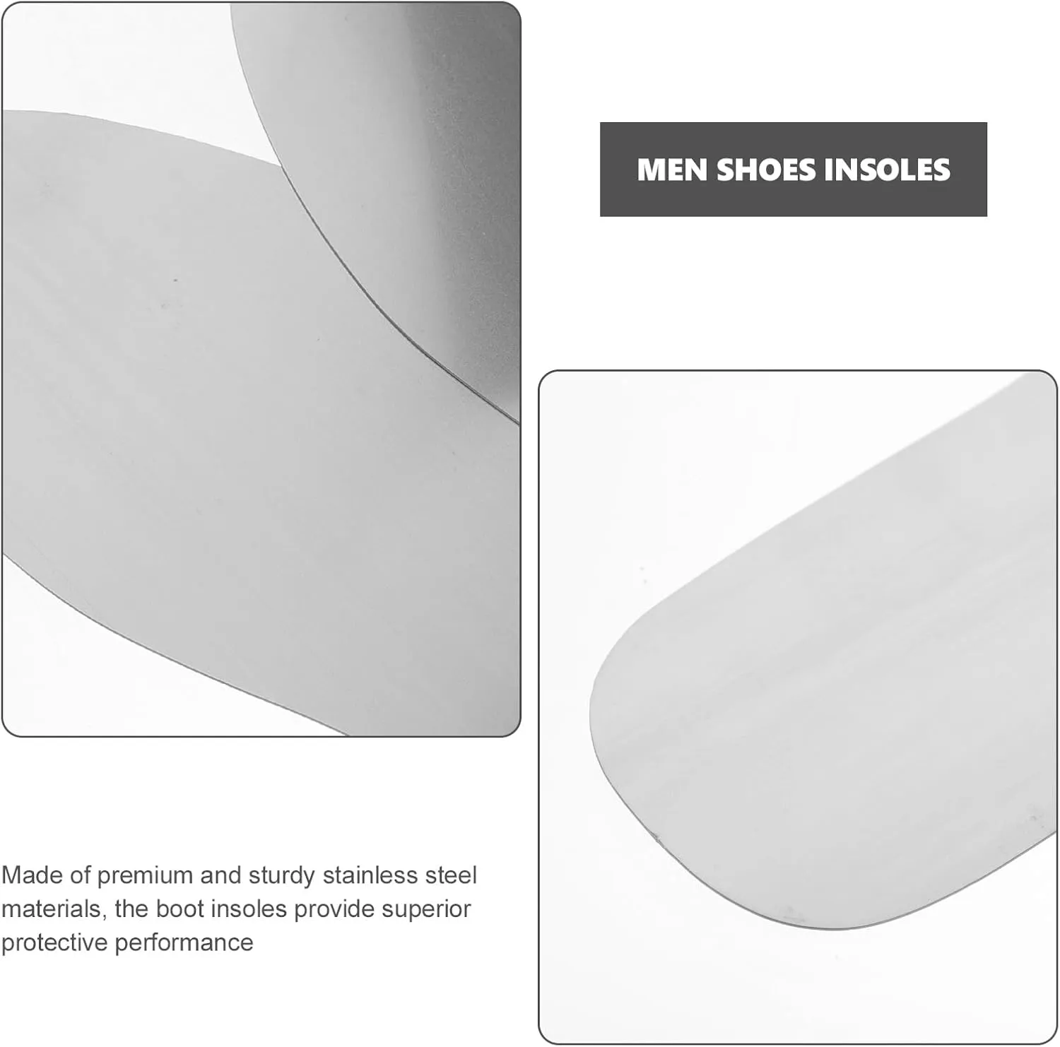 Angoily Puncture Resistant Insoles, 3 Pairs Stainless Steel Steel Toe Inserts Insole Men Shoe Insoles Roller Shoes Insoles for Boot Inserts, Flexible Steel Plate Nail Proof for Safety Work Shoes