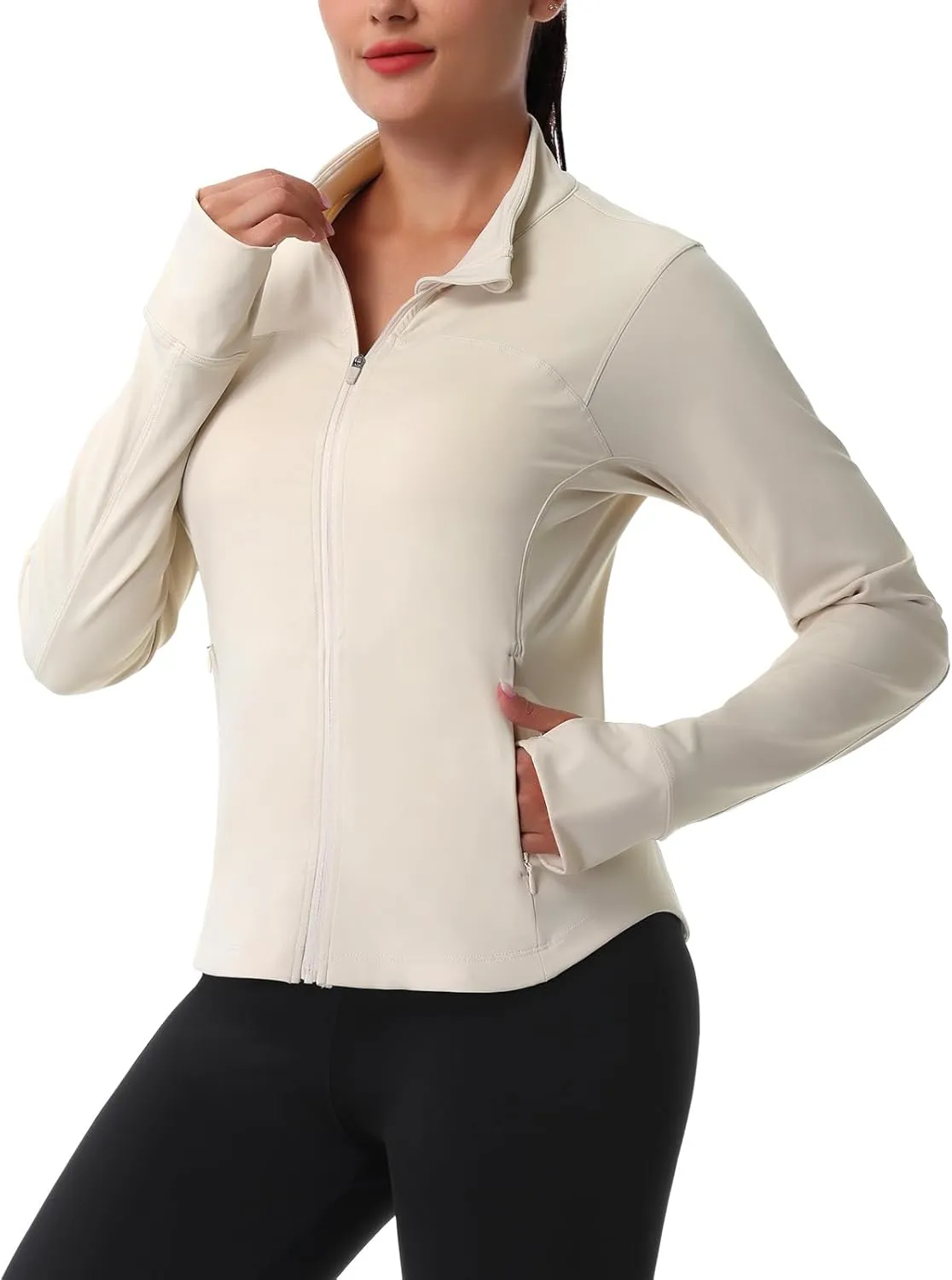 ANIVIVO Women's Zip Up Workout Jackets Athletic Running Jackets Slim Fit Lightweight Yoga Jacket with Pockets