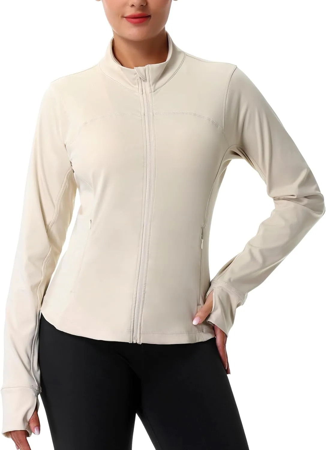 ANIVIVO Women's Zip Up Workout Jackets Athletic Running Jackets Slim Fit Lightweight Yoga Jacket with Pockets