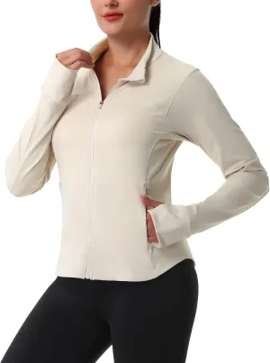 ANIVIVO Women's Zip Up Workout Jackets Athletic Running Jackets Slim Fit Lightweight Yoga Jacket with Pockets